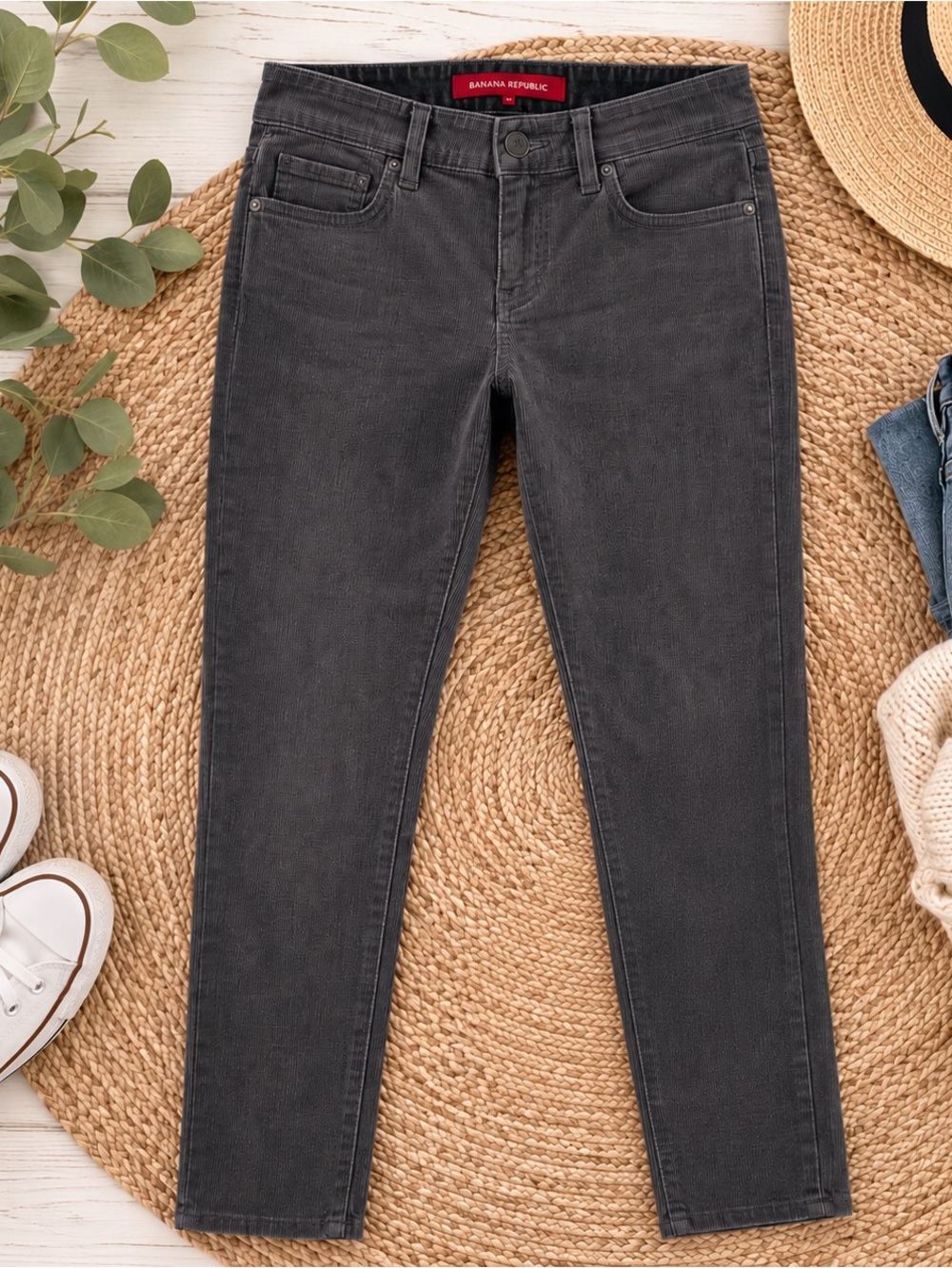 Banana Republic Womens 27x30 Skinny Corduroy Pants Charcoal‎ Modern Minimal